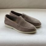 Loro Piana Summer Walk suede loafers in a Soft Taupe shade
