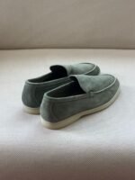 Loro Piana Summer Walk suede loafers in a Muted Green shade - Image 3