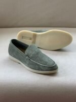 Loro Piana Summer Walk suede loafers in a Muted Green shade - Image 2