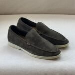 Loro Piana Summer Walk suede loafers in a Dark-Grey shade