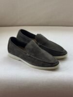 Loro Piana Summer Walk suede loafers in a Dark-Grey shade