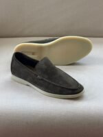 Loro Piana Summer Walk suede loafers in a Dark-Grey shade - Image 2