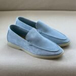 Loro Piana Summer Walk suede loafers in a light-blue shade