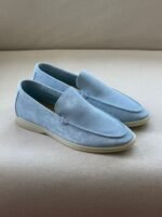 Loro Piana Summer Walk suede loafers in a light-blue shade