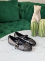 Chanel Quilted Leather Mary Jane flats with signature interlocking CC logo - Image 3