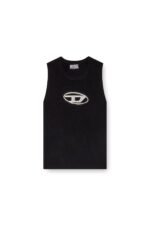 Diesel Black M-Onerva Tank Top a prominent silver-tone oval "D" logo - Image 4