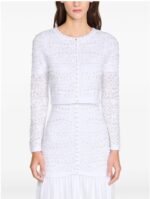Sandro Levana beaded knit maxi dress in white elegent pearl accented button - Image 3