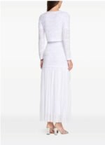 Sandro Levana beaded knit maxi dress in white elegent pearl accented button - Image 4