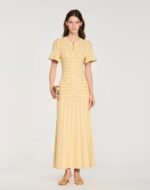 Sandro Rhinestone knit maxi dress in a shimmering gold-tone textured knit - Image 2