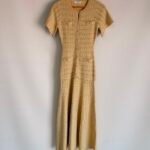 Sandro Rhinestone knit maxi dress in a shimmering gold-tone textured knit