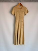 Sandro Rhinestone knit maxi dress in a shimmering gold-tone textured knit