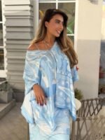 Pucci Orchidee & Soleil Print Cape Dress in Light Blue - Image 3
