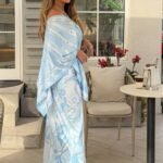 Pucci Orchidee & Soleil Print Cape Dress in Light Blue
