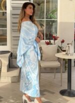 Pucci Orchidee & Soleil Print Cape Dress in Light Blue