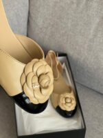 Chanel Lambskin Patent Calfskin Cap Toe Camellia Mary Jane Flats - Image 4