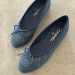 Chanel Washed Denim Quilted Ballerina Flats