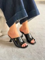 Chanel Patent Calfskin Heeled Mules - Image 3