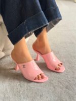Chanel Patent Calfskin Heeled Mules - Image 5