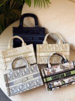 Christian Dior Oblique Embroidered Canvas Book Tote Bag