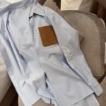 Loewe Striped Logo Cotton Shirt in Blue - Image 3