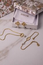 dior with Pearl Necklace, Earings & Bracelet  Full Set