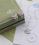 VanCleef & Arpels Butterfly Full Stone Necklace & earings 18K yellow gold, white Gold plated with Stone - Image 3