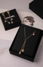 CHANEL * Chain with Stone Necklace & Earings