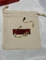 VALENTINO * Full Set * ⁠Necklace, Earrings & Bracelet  * Gold-Finish Metal with Stones & Pearl - Image 2