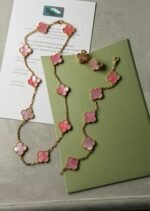 Van Cleef & Arpels  * Full Set Pink with ChmpionGold (Alhambra)* Necklace 10 Motifs , Earings 1 Motif & Bracelet 5 Motifs - Image 3