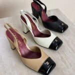 Chanel Square-Toe Block Heel Slingbacks