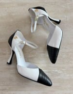Chanel Chevron Stitched Two-Tone Mary Jane Pumps - Image 3