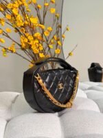Chanel Double Chain Bow Pouch Quilted Caviar Mini Hobo Bag - Image 3