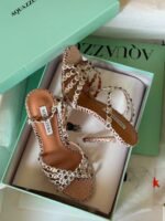 Aquazzura Love Struck Crystal-Embellished Scalloped Sandals - Image 4