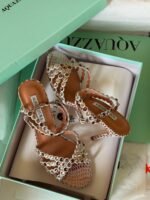 Aquazzura Love Struck Crystal-Embellished Scalloped Sandals - Image 2