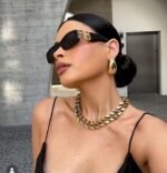 Balenciaga BB0096S Rectangular Sunglasses with Bold Gold-Tone BB logo - Image 4