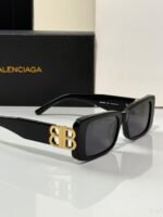 Balenciaga BB0096S Rectangular Sunglasses with Bold Gold-Tone BB logo - Image 3