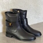 Louis Vuitton Midtown Flat Ankle Boots in Black Calf leather