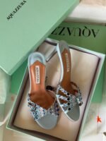 Aquazzura Love Struck Crystal-Embellished Scalloped Sandals - Image 3