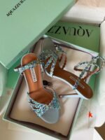 Aquazzura Love Struck Crystal-Embellished Scalloped Sandals - Image 2