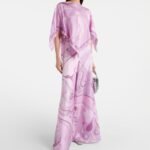 Pucci Pink-Print Silk-Twill Cape Top & Wide-Leg Pants Matching Set