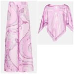 Pucci Pink-Print Silk-Twill Cape Top & Wide-Leg Pants Matching Set - Image 3