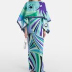 Pucci Iride Caped Silk Twill Maxi Dress