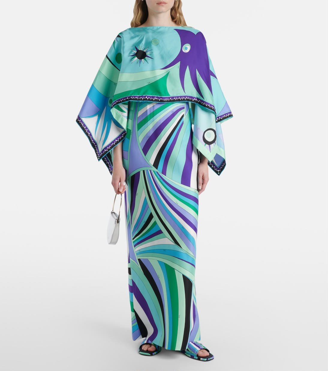 WhatsApp Image 2026-09-16 at 19.18.37 (2) Pucci Iride Caped Silk Twill Maxi Dress - Image 1