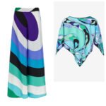 Pucci Orchidee-Print Silk-Twill Cape Top and Iride-Print Wide-Leg Pants Matching Set - Image 2