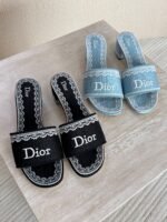 Dior Embroidered Block-Heel Mules